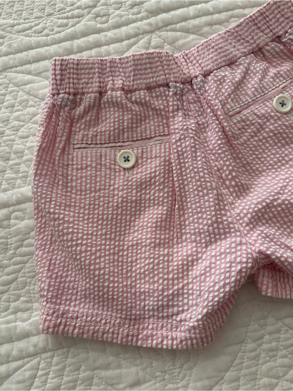 Mini Boden 7y Pink Seersucker Shorts - Picture 6 of 7